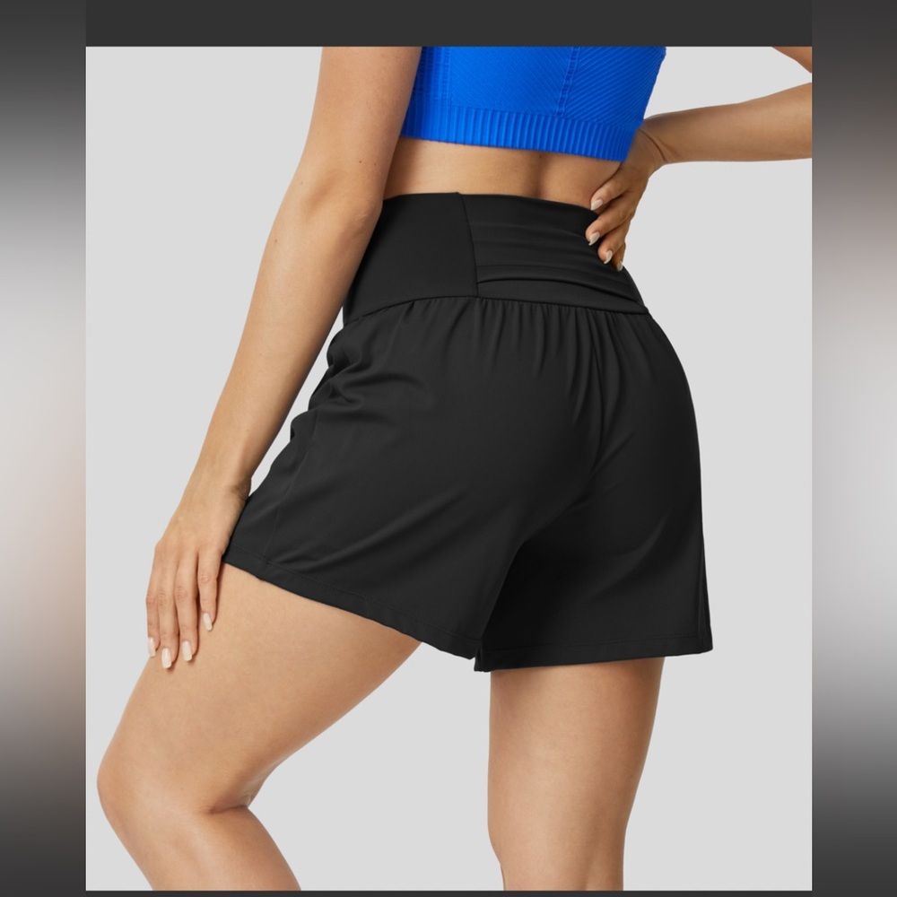 Super High Waisted Back Pocket & Side Pocket 2-in-1 Shorts 5"-Longer Length - Picture 2 of 3